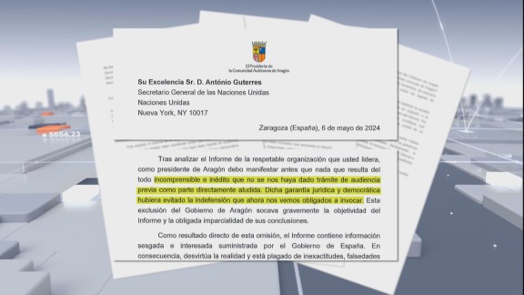Azcón muestra por carta al secretario general de la ONU su “contrariedad” por un informe con “falsedades”