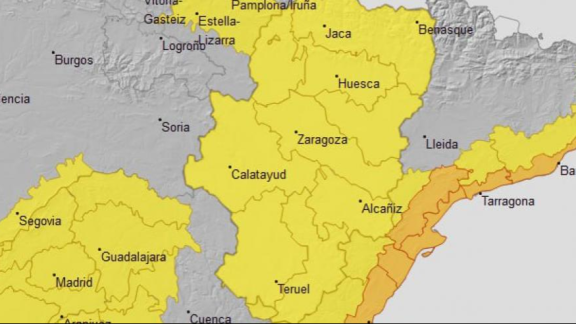 Alerta por chubascos, fuertes tormentas y granizo en gran parte de Aragón