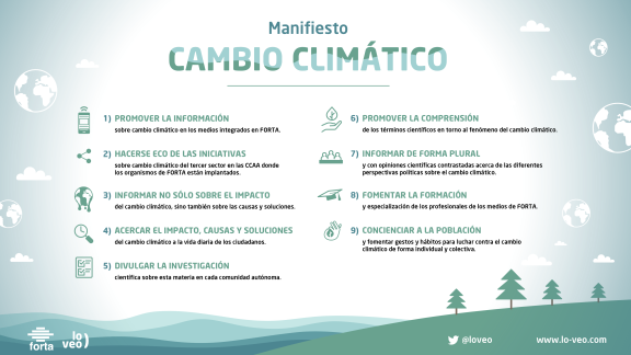 Las autonómicas de FORTA firman un manifiesto para promover la información sobre cambio climático