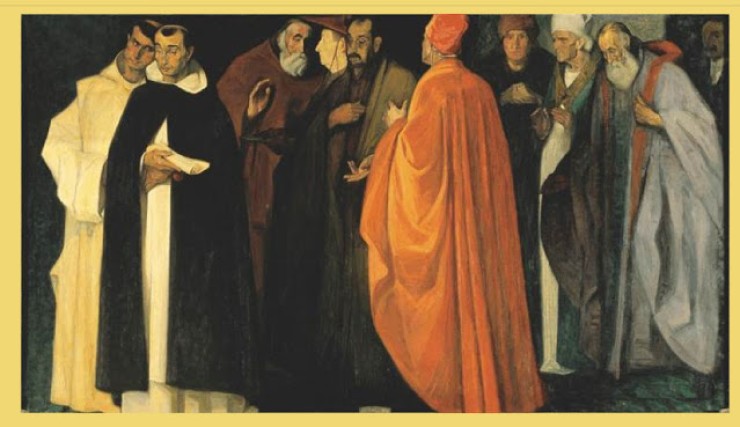 Óleo de los nueve compromisarios pintado en Florencia en 1912, obra de Francisco Marín Bagüés
