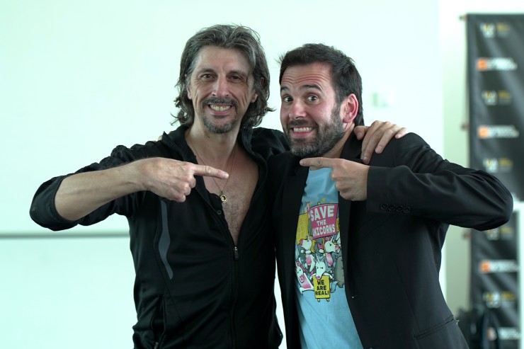 J.J. Sánchez con Miguel Ángel Berna, en un momento de la grabación del programa
