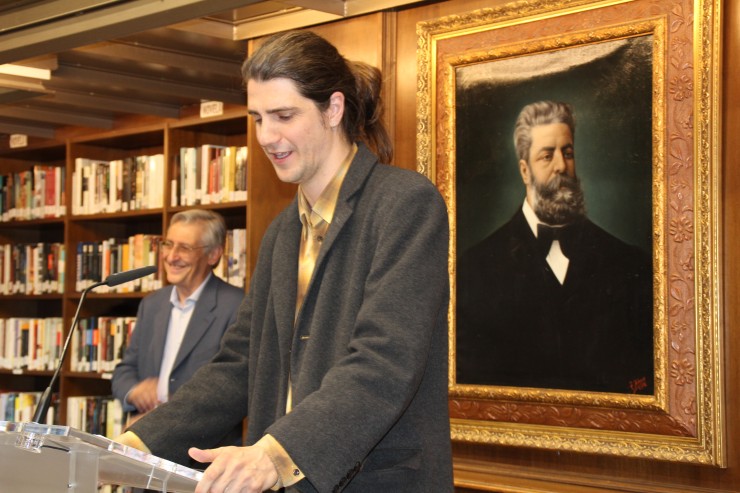 Alejandro Simón Partal en un momento de la entrega de premios (F. Ayuntamiento de Barbastro)