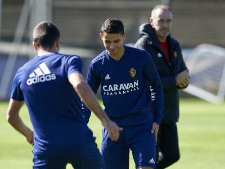 Jesús Álvarez ha entrenado con el primer equipo. Fuente: Real Zaragoza.