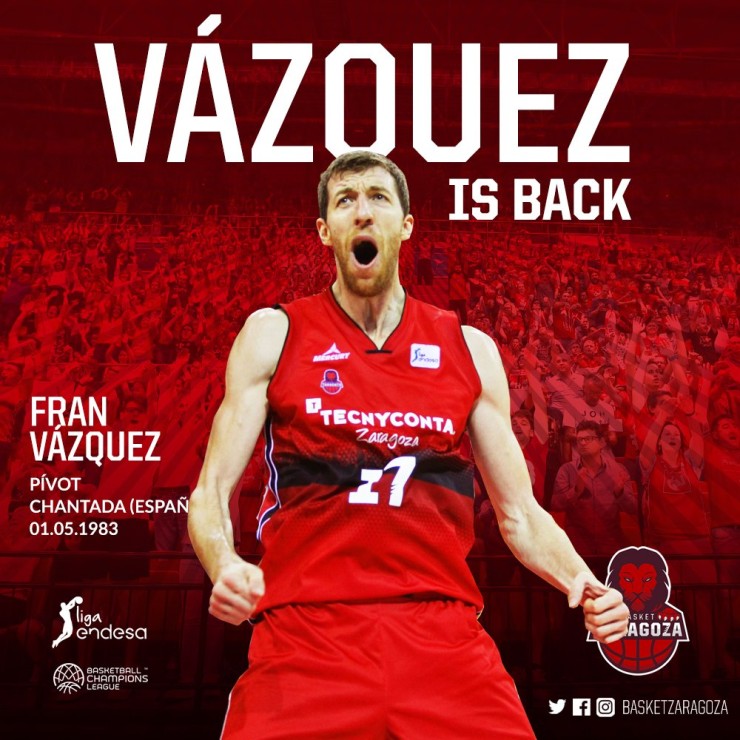 Fran Vázquez renovado con Basket Zaragoza