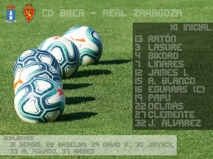 Once inicial del Real Zaragoza en Brea