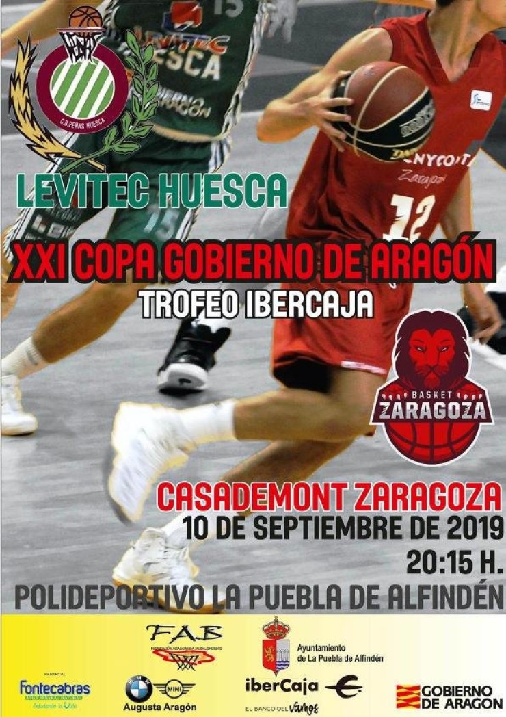 El Casademont Zaragoza y el Levitec Huesca se medirán en la Copa Aragón a las 20:15.