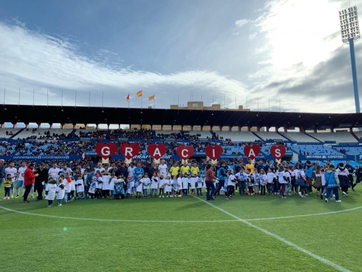 Los veteranos minutos antes de comenzar el partido en La Romareda el pasado 24 de noviembre.
