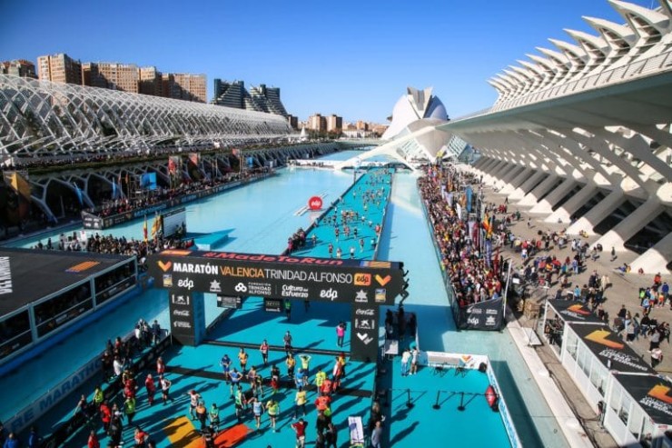 Una imagen de la meta del Maratón de Valencia disputado este domingo. Foto: Maratón de Valencia