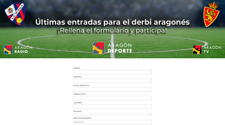 Entra en la web www.marcateungol.es para participar en el sorteo de entradas para el derbi aragonés.