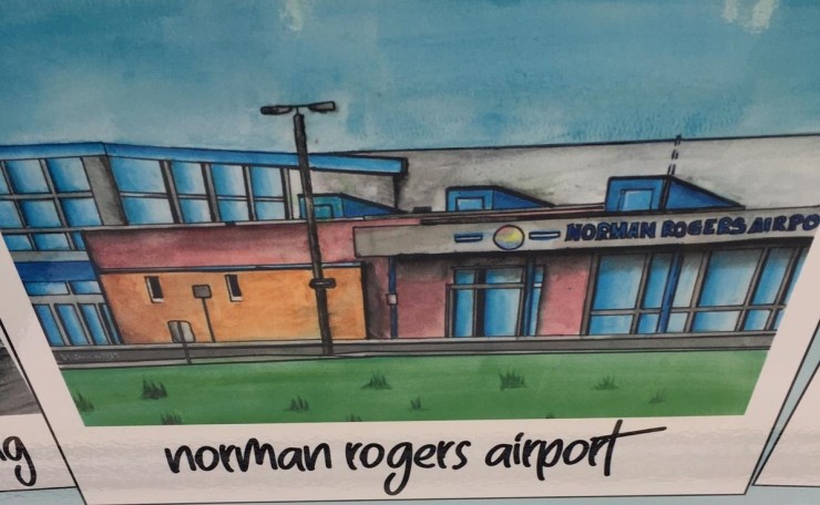 La escena que Mónica ha creado muestra el aeropuerto de Kingston