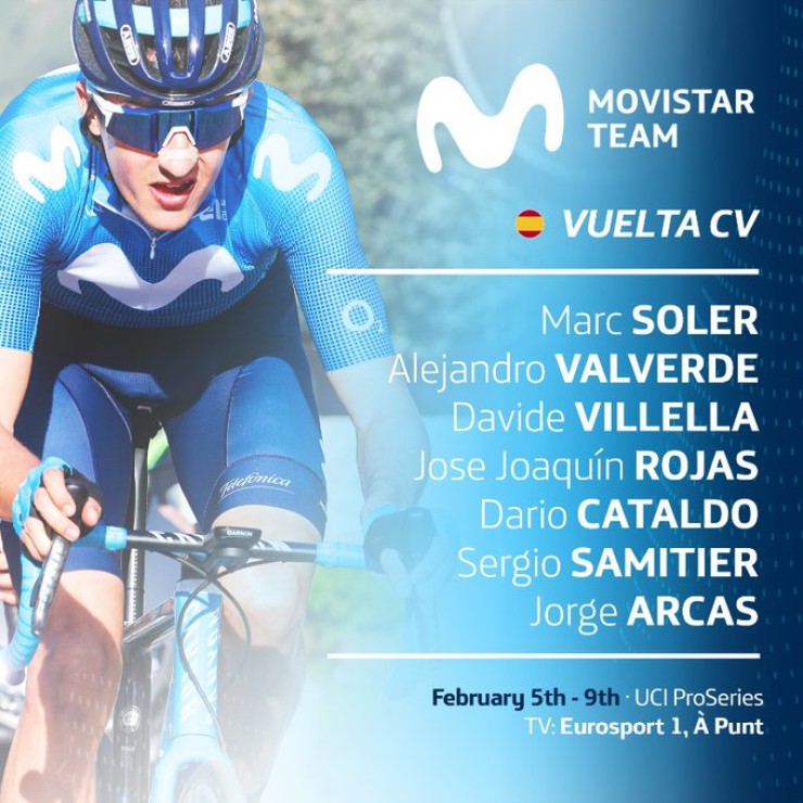 Alineación del Movistar para la ronda valenciana. Foto: Movistar Team.
