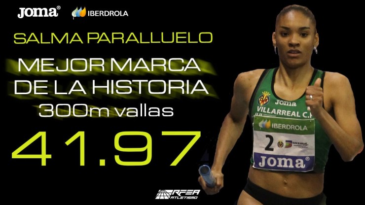 Salma Paralluelo ha logrado la mejor marca absoluta de la historia en 300 metros vallas