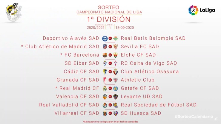 Jornada 1 de la Liga Santander