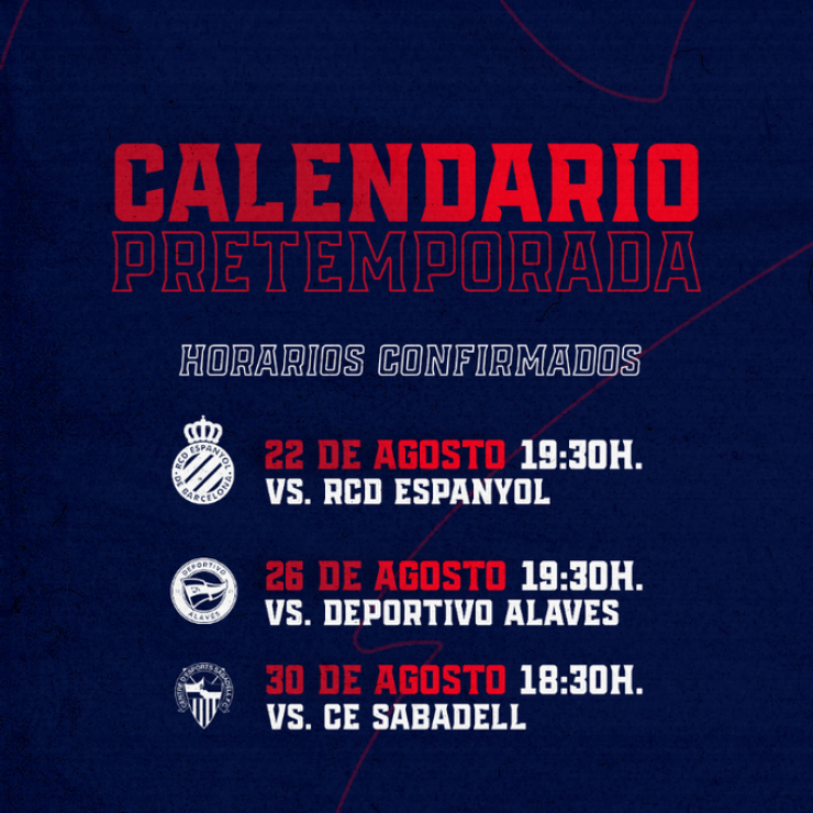 Calendario de amistosos confirmados por la SD Huesca para este verano.