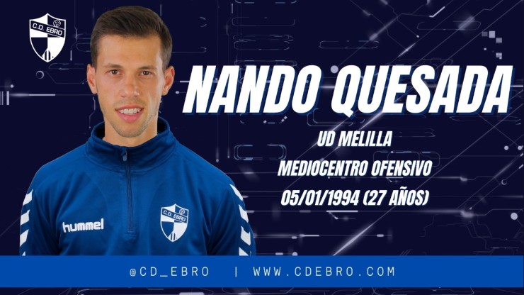 Nando Quesada, nuevo jugador del CD Ebro.