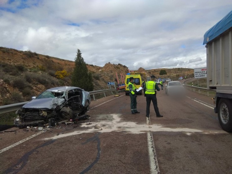 Una imagen del accidente de tráfico ocurrido en Teruel.