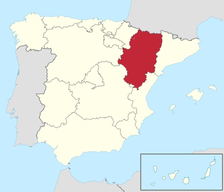 Aragón, en el mapa de España