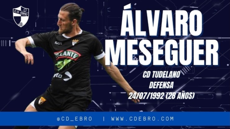 Cartel que anuncia el fichaje de Meseguer. Imagen: CD Ebro