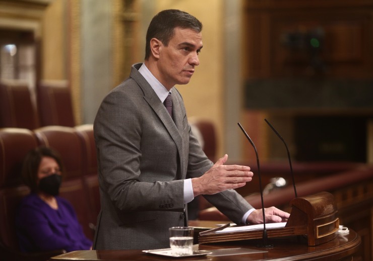 Pedro Sánchez, durante una intervención en el Congreso