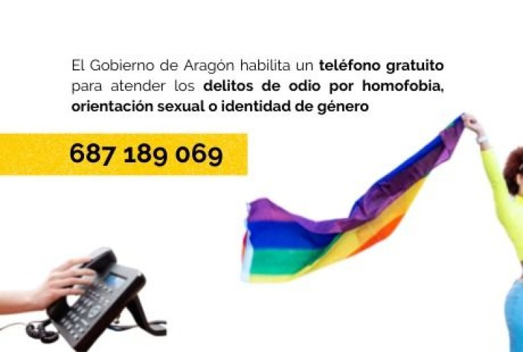 Teléfono contra los delitos de odio puesto en marcha por el Departamento de Ciudadanía del Gobierno de Aragón.
