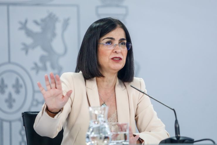 La ministra de Sanidad, Carolina Darias, durante una rueda de prensa (EP).