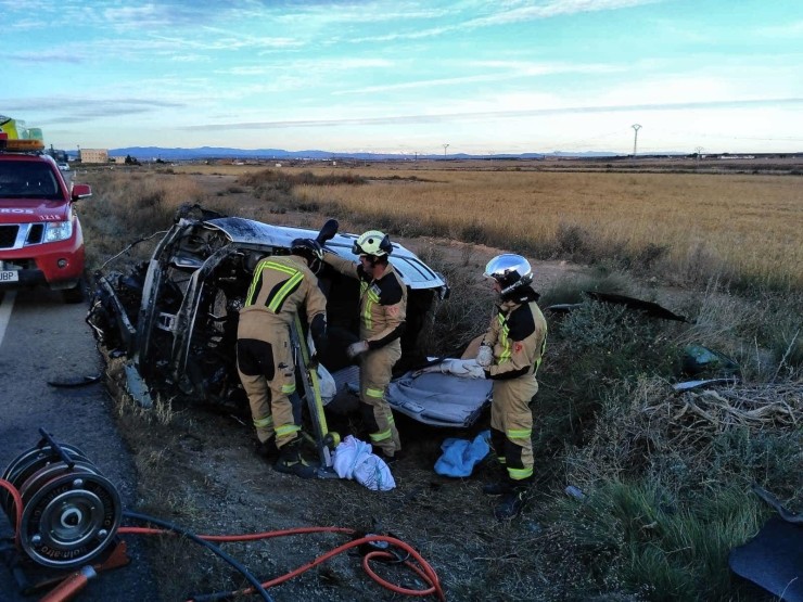Accidente de tráfico en la A-127 en Ejea de los Caballeros (Zaragoza).