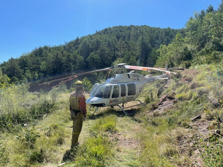 Imagen del helicóptero siniestrado. (Foto: Gobierno de Aragón).