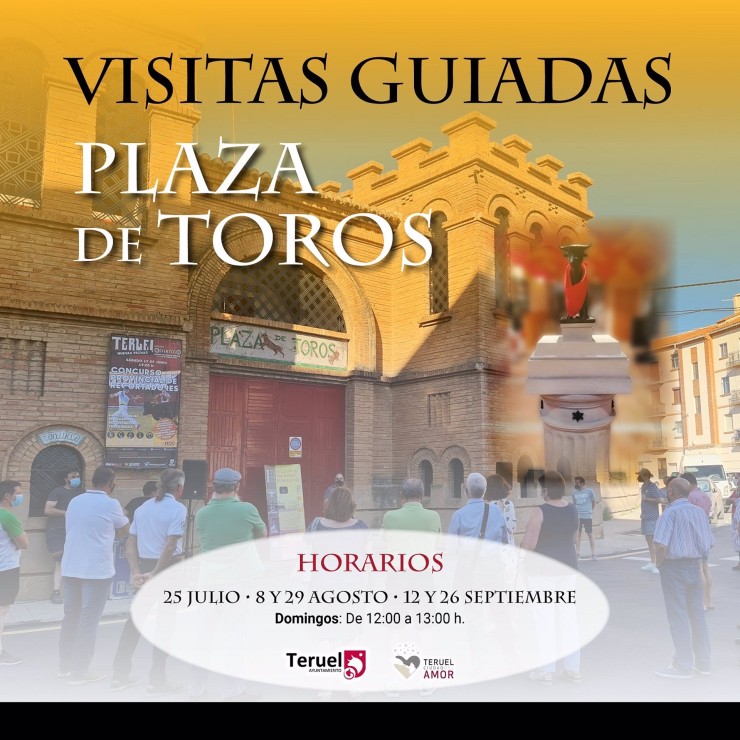 Cartel de las visitas guiadas a la plaza de toros de Teruel.