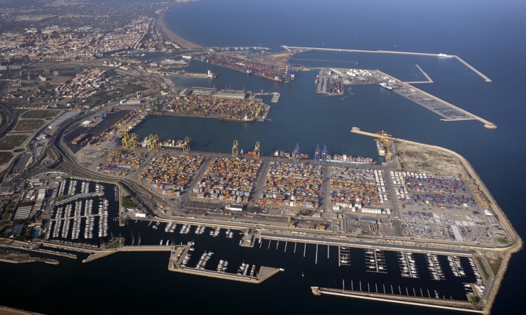 Vista aérea del puerto de Valencia.