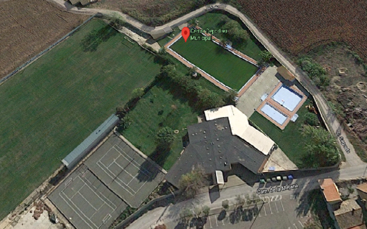 Imagen aérea del Centro Deportivo Municipal de Monzalbarba. (Google Maps).