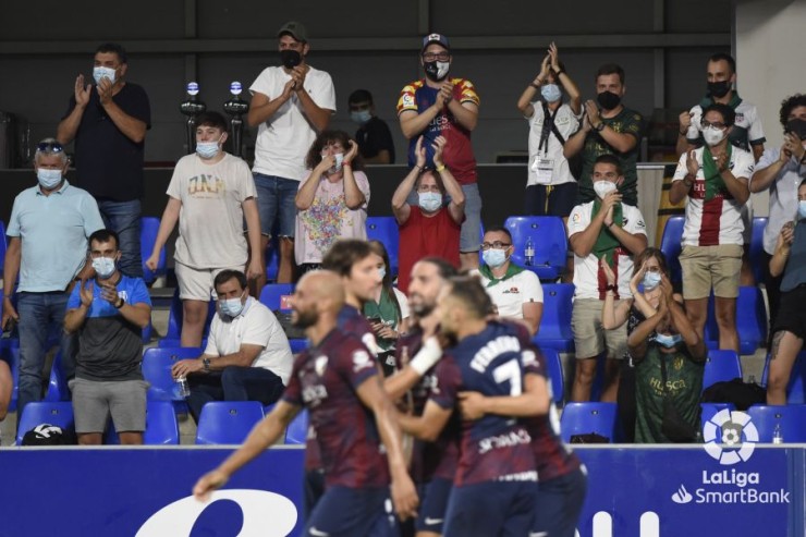 La SD Huesca celebra el gol de Seoane. Foto: LaLiga