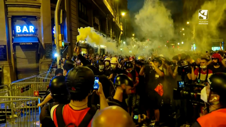Disturbios en Barcelona tras la Diada.