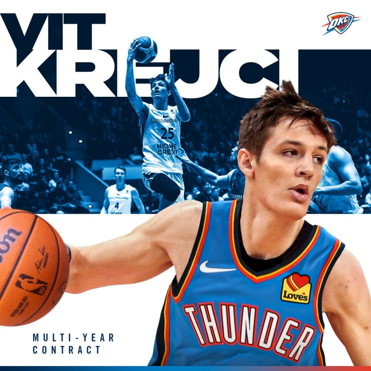 Cartel de presentación de Krejci con los Thunder. Foto: Twitter Oklahoma City Thunder