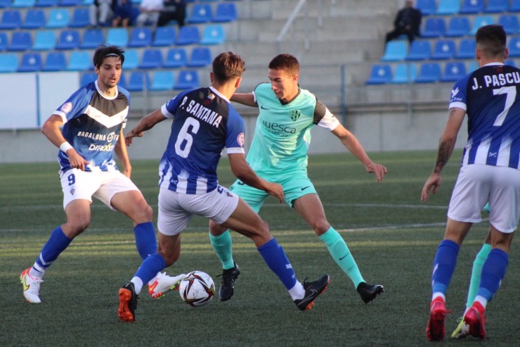 Imagen del encuentro que el Huesca B ha disputado en Badalona. Foto: SD Huesca B