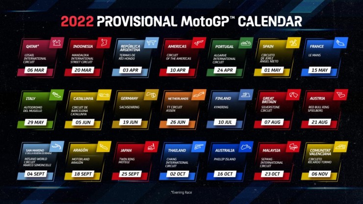 Calendario de Moto GP 2021.