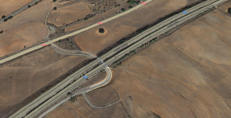 Imagen aérea de la A-23 entre San Agustín y Albentosa. (Google Maps).