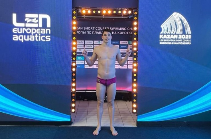 Luis Domínguez, en el Campeonato de Europa de piscina corta de Kazan.
