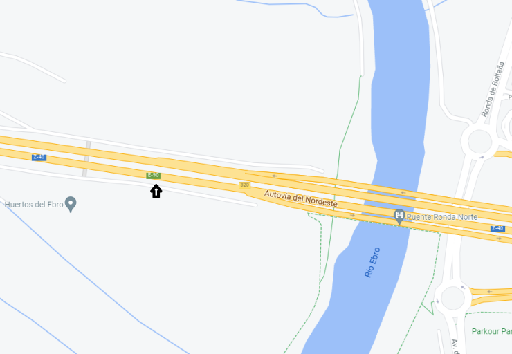 Ubicación del accidente de la Ronda Norte. (Google Maps).