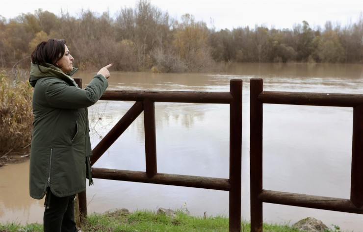 La presidenta del gobierno de La Rioja, Concha Andreu, visita los Sotos de Alfaro por la crecida del río Ebro. (EFE/Raquel Manzanares).