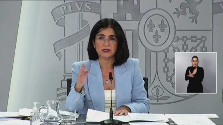 La ministra de Sanidad, Carolina Darias, durante la comparecencia de este martes.