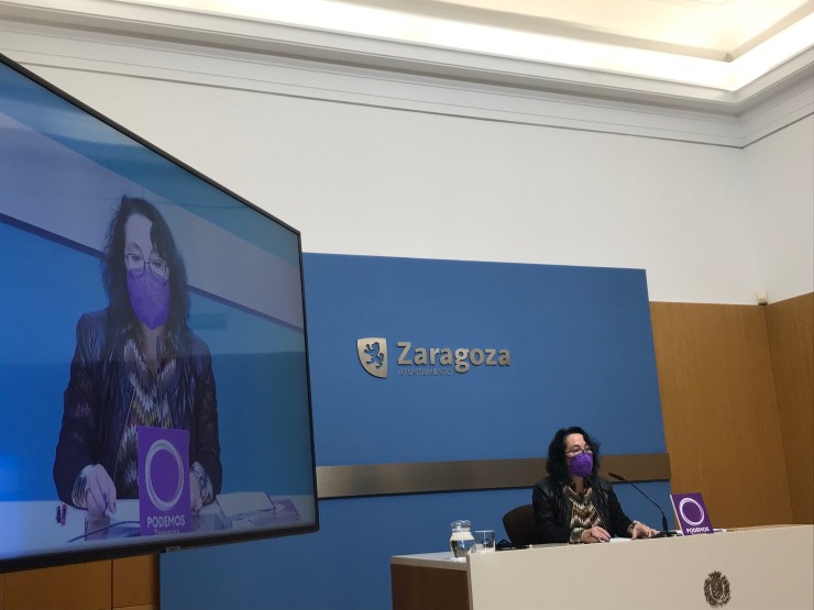 La concejal del grupo municipal de Podemos en el Ayuntamiento de Zaragoza, Amparo Bella. / EUROPA PRESS
