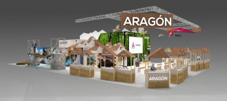 Recreación de cómo será el expositor de Aragón en Fitur 2022. / Gobierno de Aragón