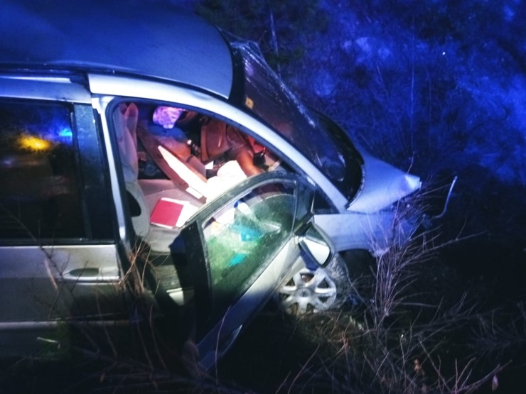 Estado en el que ha quedado el vehículo tras el accidente en Lascuarre (Huesca).