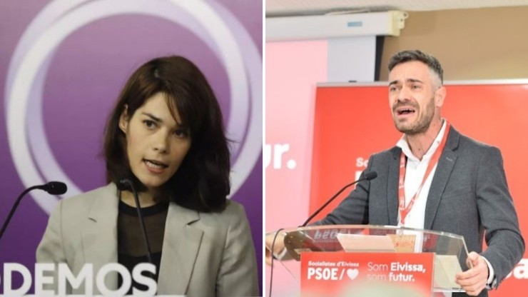 Isa Serra, portavoz de Unidas Podemos y Felipe Sicilia, portavoz del PSOE.