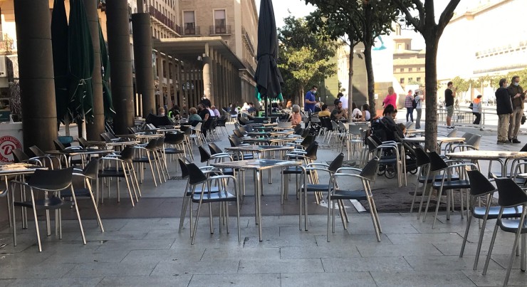 Imagen de una terraza, en la plaza del Pilar de Zaragoza. / Foto: EP