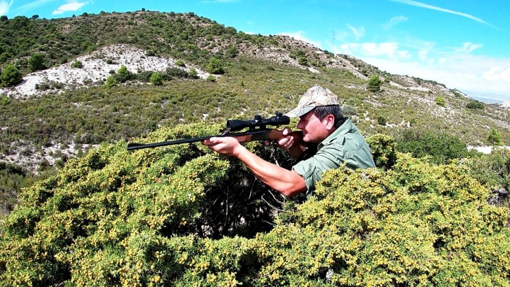 Foto de archivo de un cazador en el monte.