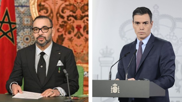 Rey de Marruecos, Mohamed VI, y el presidente del Gobierno, Pedro Sánchez.