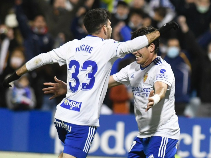 Puche celebra el 2-1. Foto: Real Zaragoza.