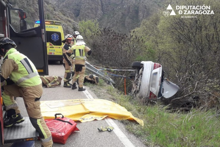 El accidente se ha producido en la CV-601, entre Embid de la Ribera y Calatayud. / Diputación de Zaragoza