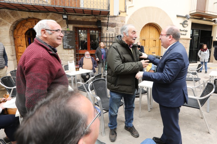 El ministro Miquel Iceta, durante su visita a Mora de Rubielos./EUROPA PRESS